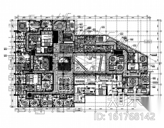 [北京]现代中式海鲜特色餐厅cad施工图下载【ID:161768142】