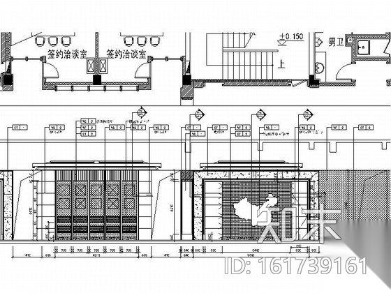 [北京]房山区高档现代销售中心装修施工图cad施工图下载【ID:161739161】