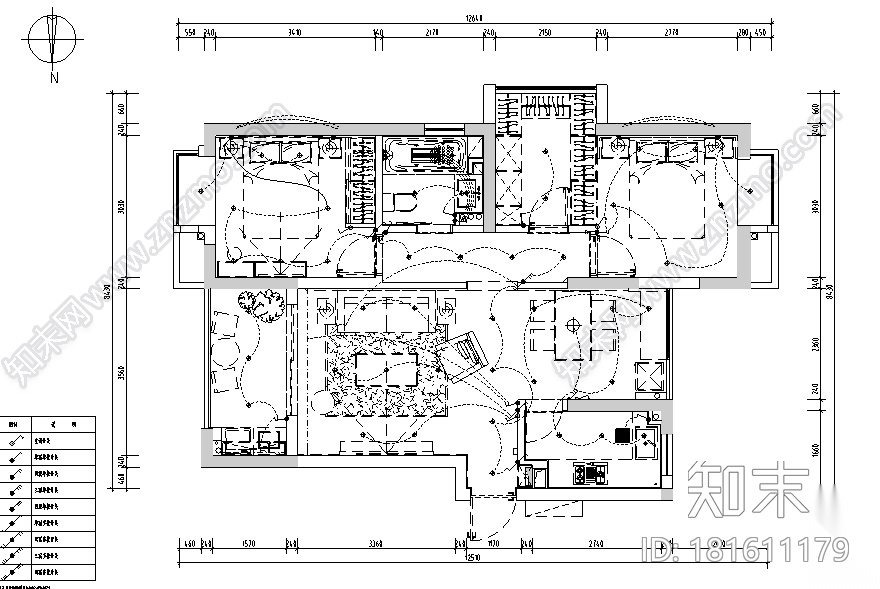 白马山庄现代样板间设计施工图（附效果图）cad施工图下载【ID:181611179】