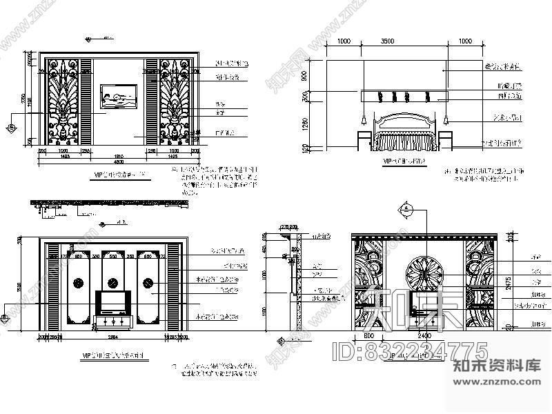 图块/节点娱乐城VIP包间卧室立面图cad施工图下载【ID:832234775】