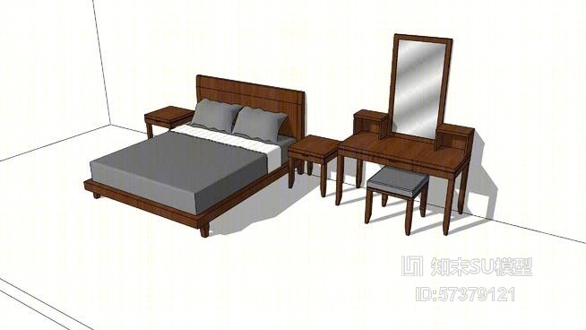 双人床SU模型下载【ID:517902203】