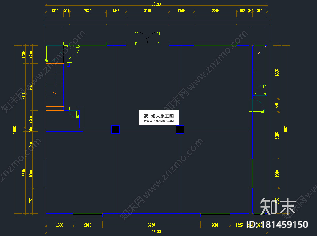 四合院平面布置图cad施工图下载cad施工图下载【ID:181459150】