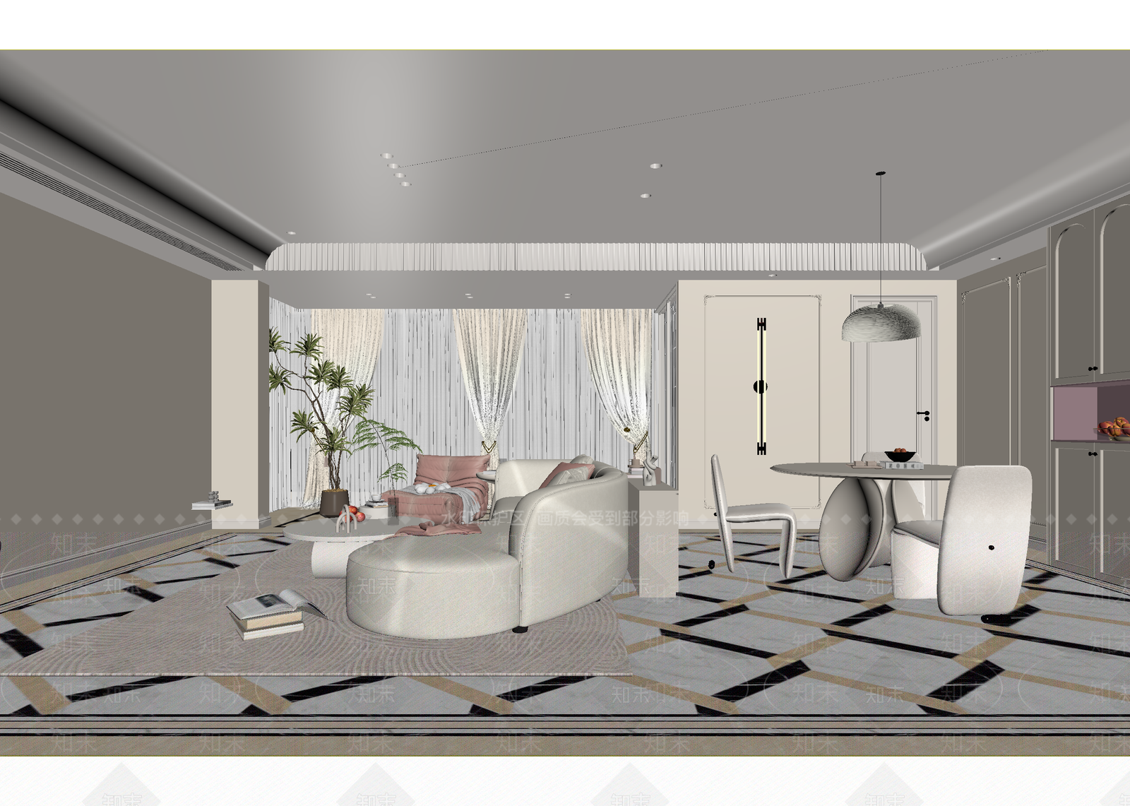 法式客餐厅3D模型下载【ID:1215069596】