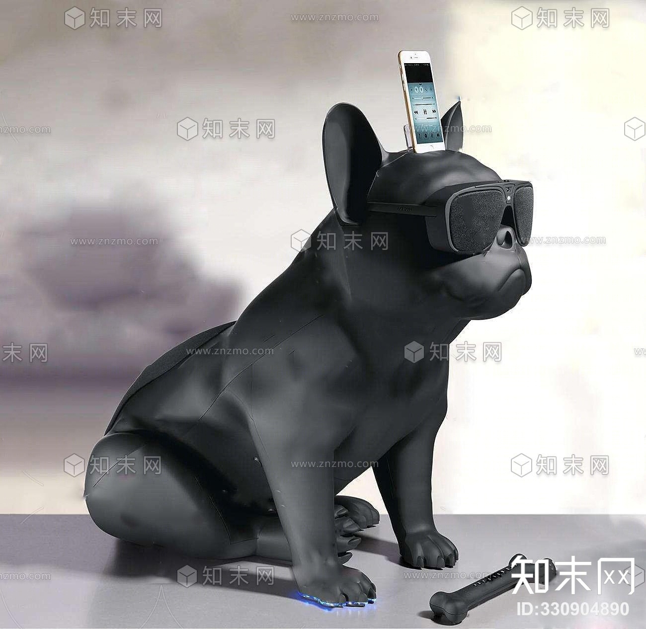 现代斗牛犬雕塑3D模型下载【ID:330904890】