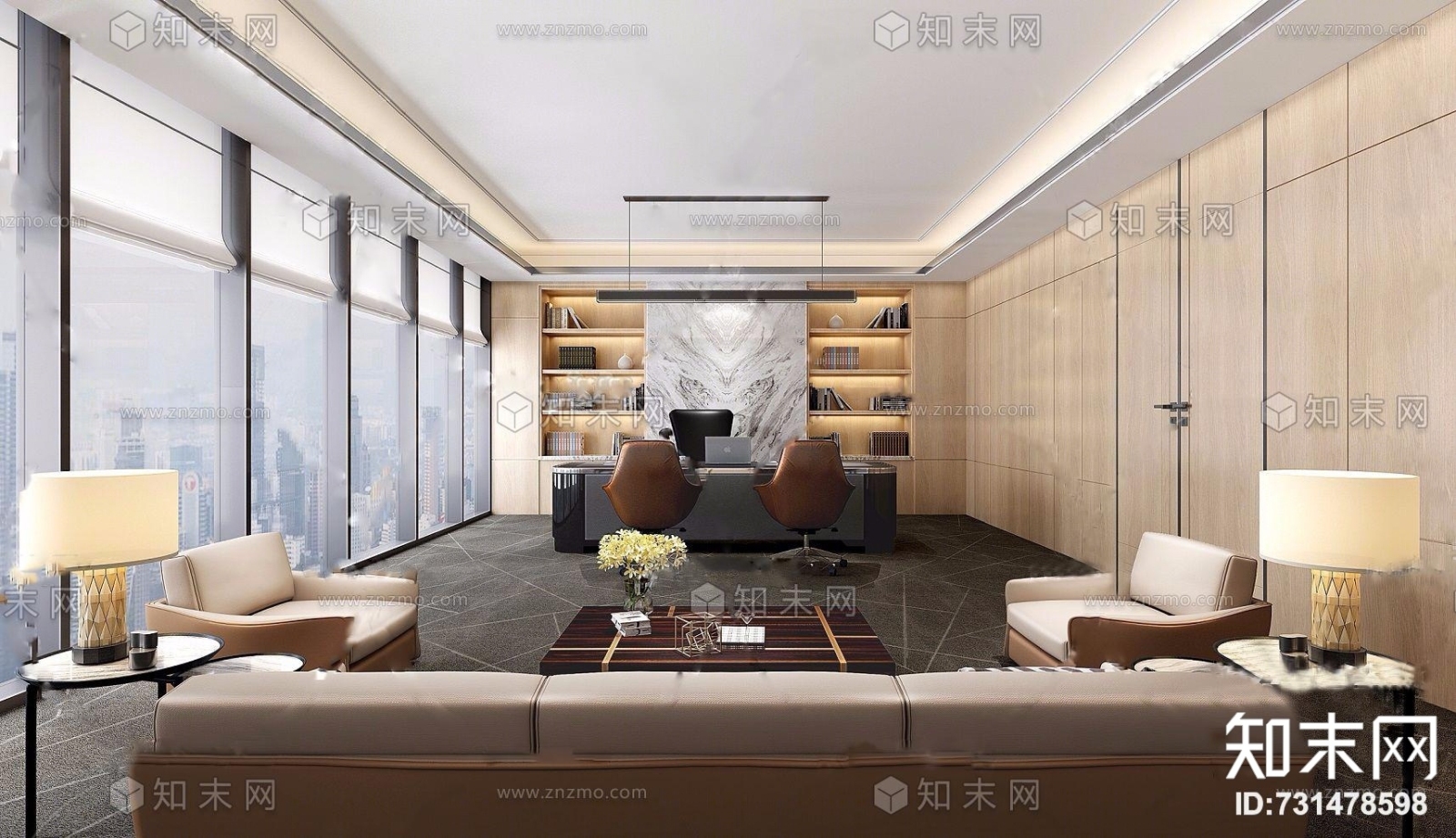 现代总经理办公室3D模型下载【ID:731478598】