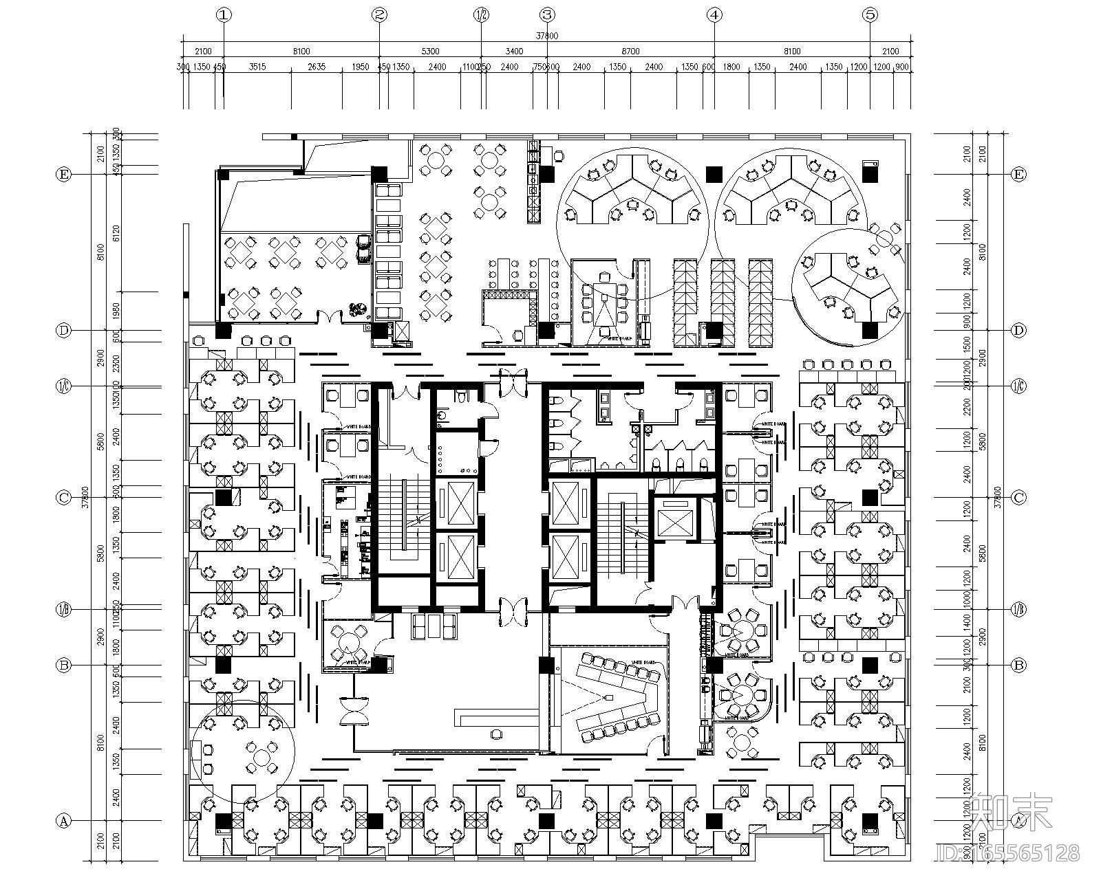 [四川]戴尔成都市办公室装修设计施工图+效果图施工图下载【ID:165565128】