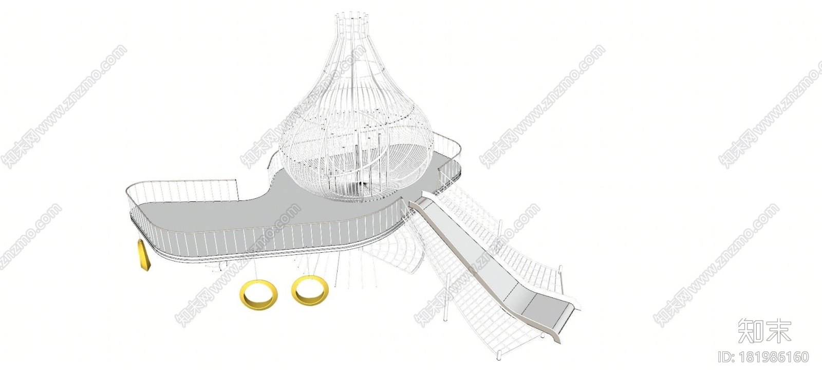 儿童攀爬网滑梯SU模型下载【ID:181986160】
