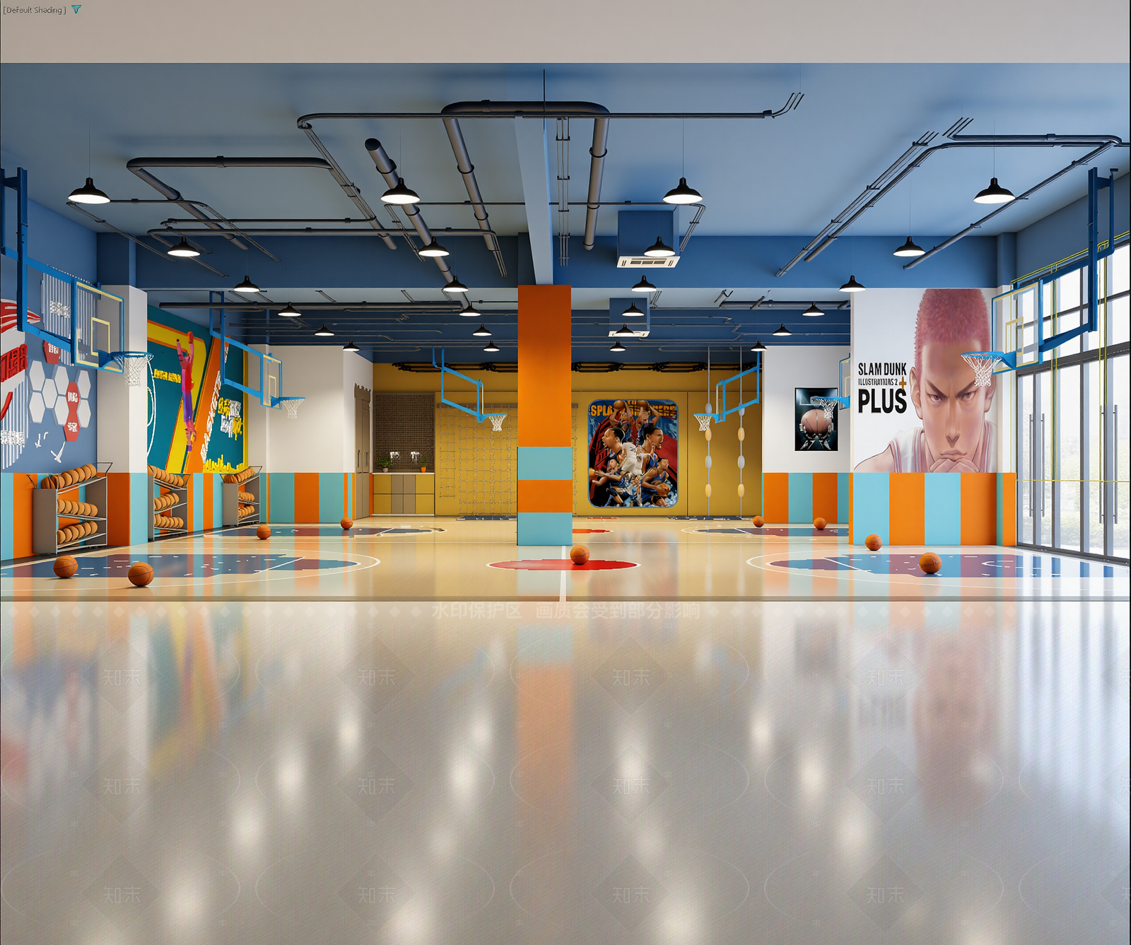 现代篮球场3D模型下载【ID:1214938237】