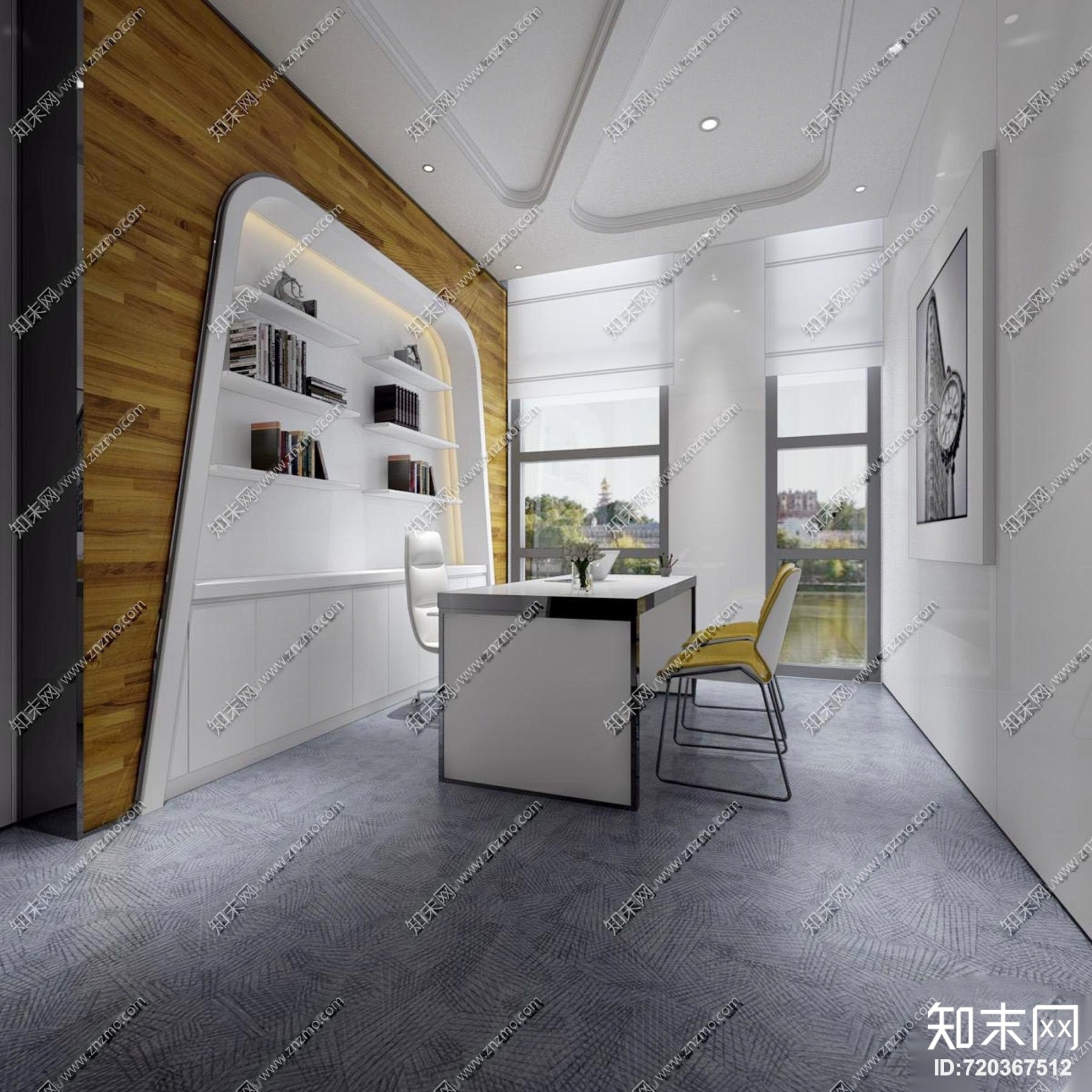 现代总经理办公室3D模型下载【ID:720367512】