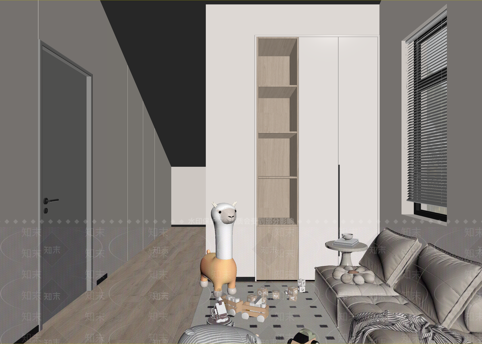现代通用儿童房3D模型下载【ID:1215155000】