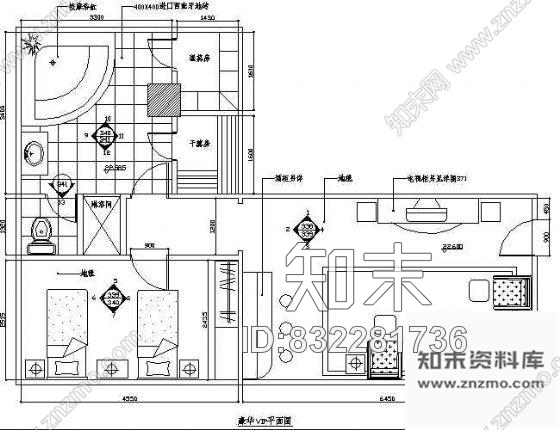 图块/节点豪华VIP房平面图cad施工图下载【ID:832281736】