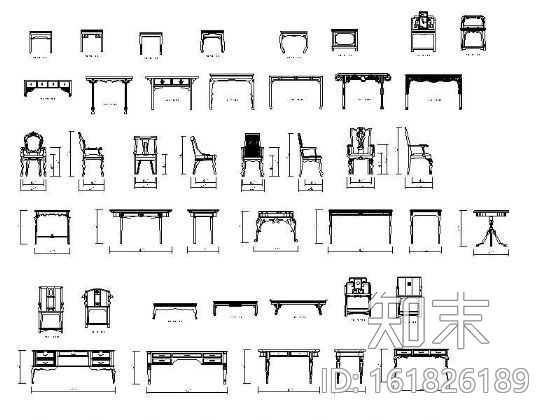 中式家具图块集cad施工图下载【ID:161826189】