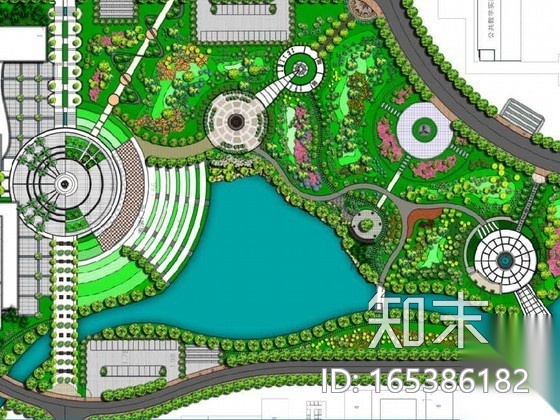 某校区局部景观平面图及植物配置总图施工图下载【ID:165386182】