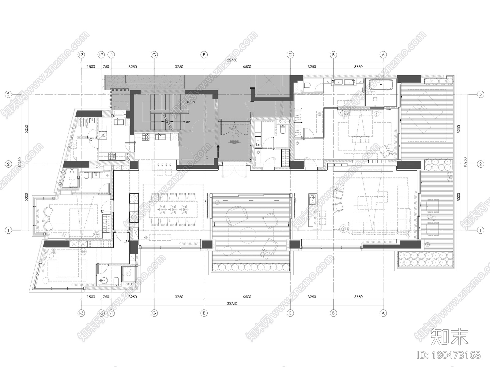 [三亚]四季公寓330㎡三居样板间装修施工图施工图下载【ID:180473168】