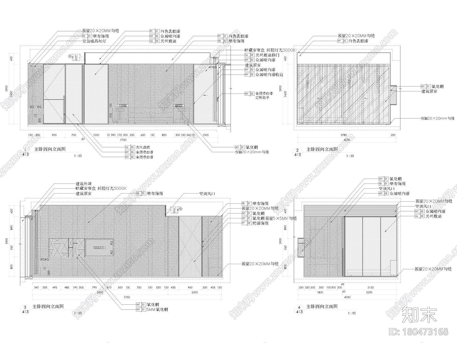 [三亚]四季公寓330㎡三居样板间装修施工图施工图下载【ID:180473168】