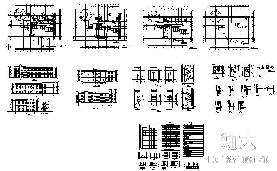 现代风格九班幼儿园设计全套施工图cad施工图下载【ID:165109170】