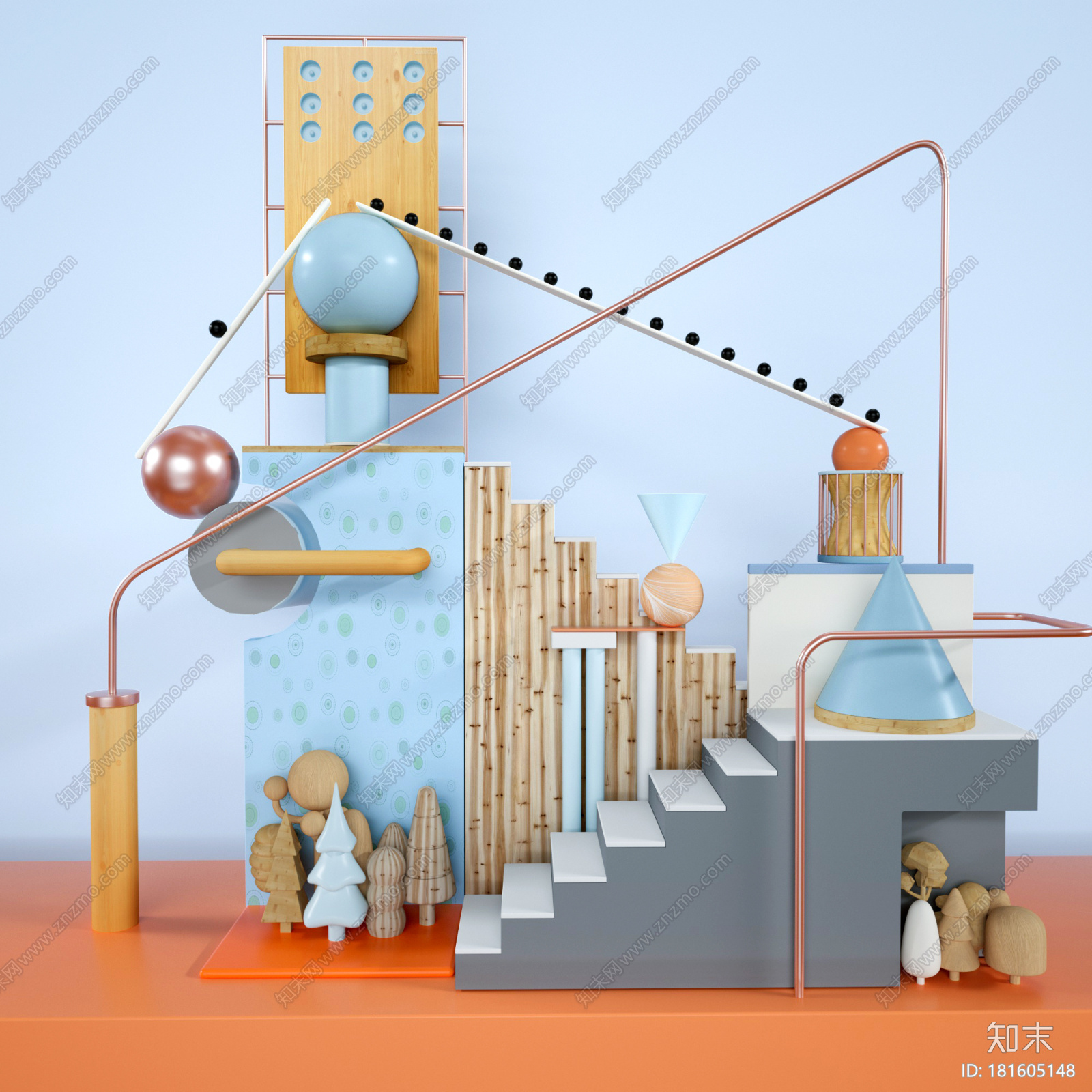 暖色调几何物体场景CG模型下载【ID:181605148】