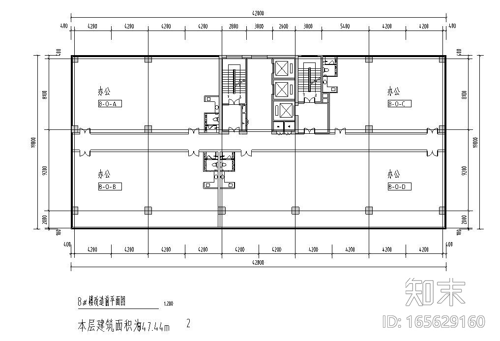 LOFT办公公寓楼户型设计图施工图下载【ID:165629160】