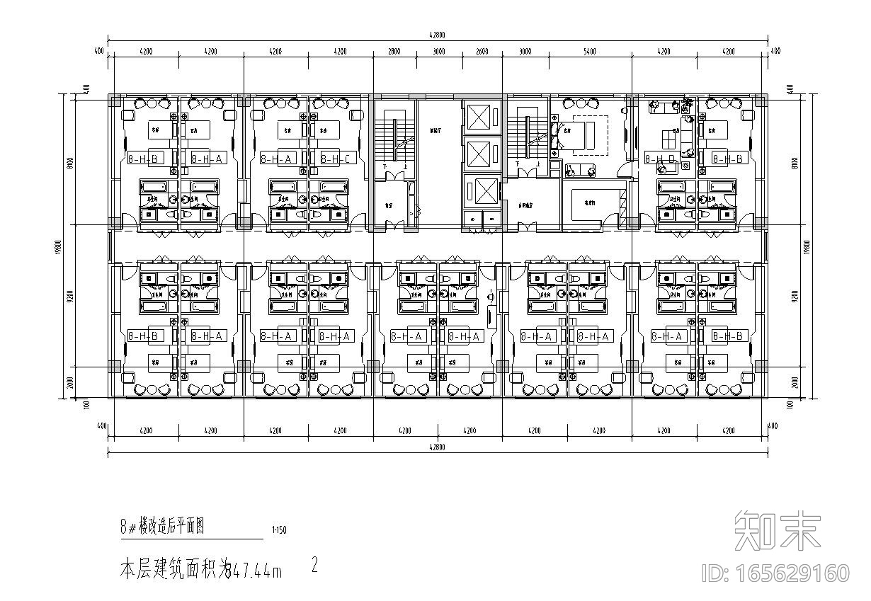 LOFT办公公寓楼户型设计图施工图下载【ID:165629160】