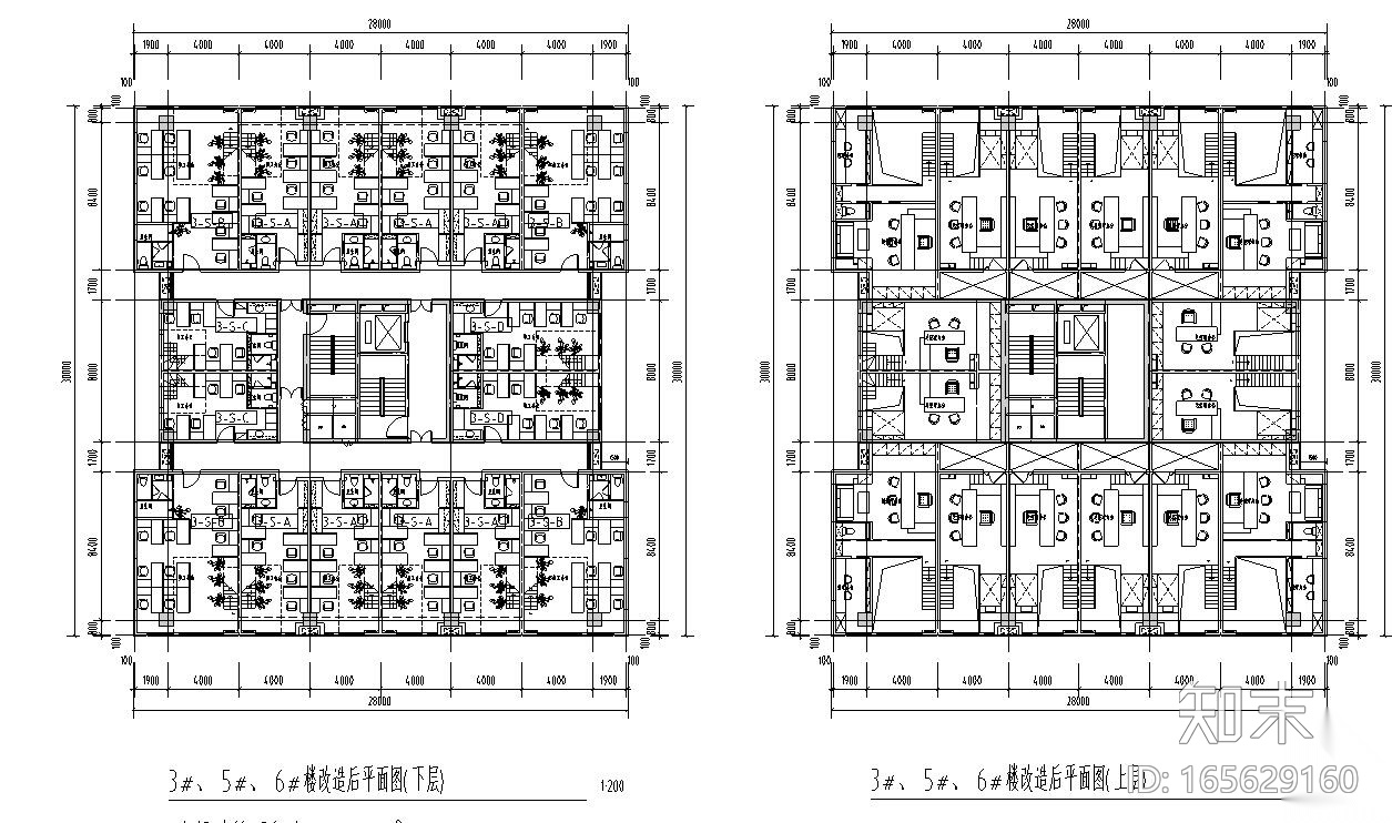 LOFT办公公寓楼户型设计图施工图下载【ID:165629160】