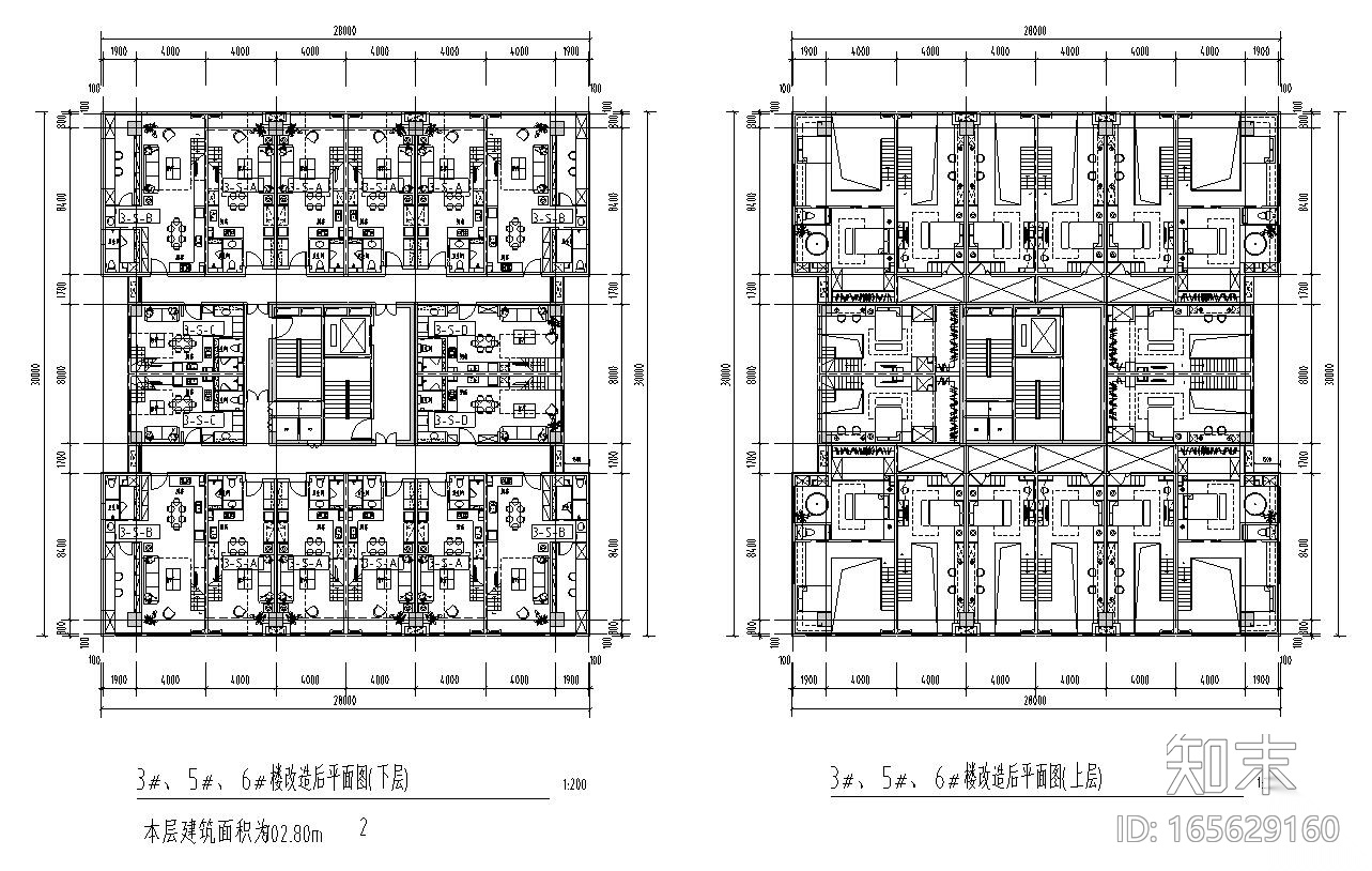 LOFT办公公寓楼户型设计图施工图下载【ID:165629160】