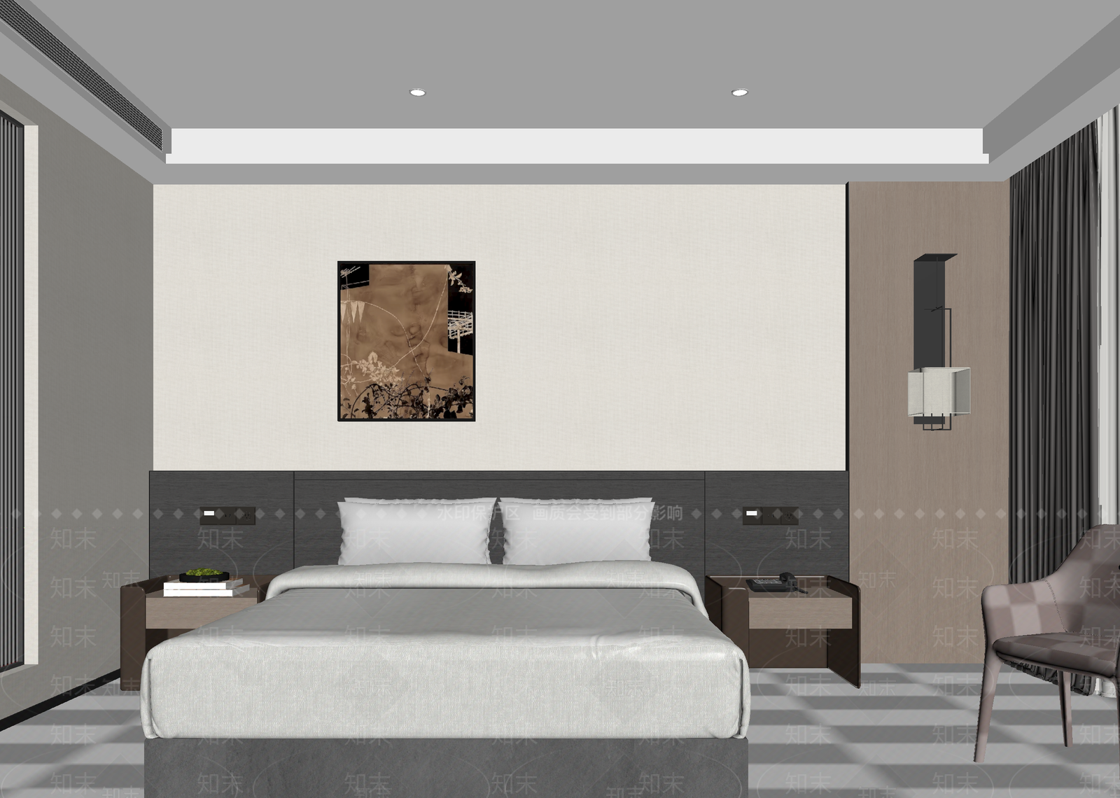 新中式酒店客房3D模型下载【ID:1214831871】