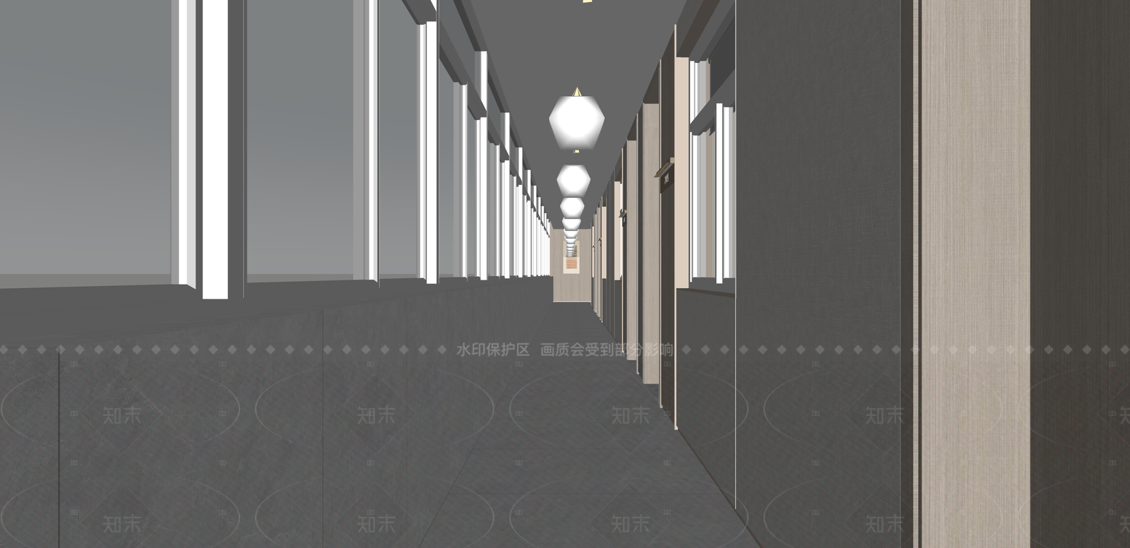 现代酒店走廊SU模型下载【ID:1215926460】