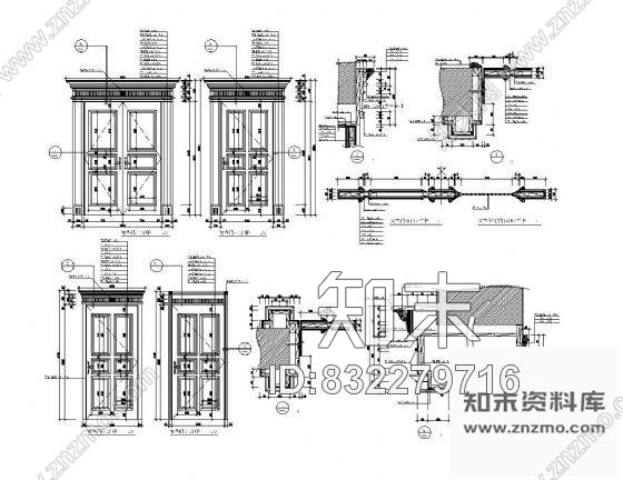 图块/节点欧式门详图cad施工图下载【ID:832279716】