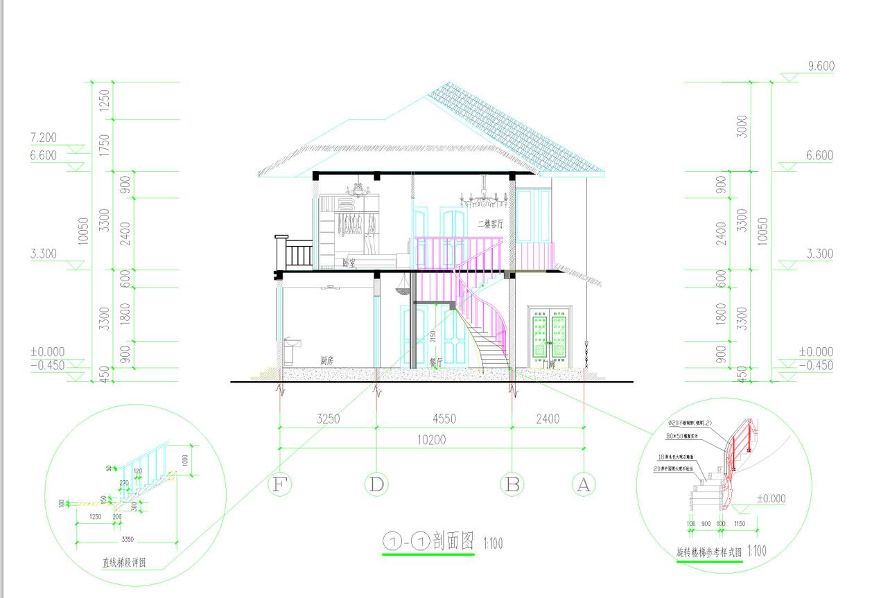 简洁大方二层独栋别墅建筑设计施工图cad施工图下载【ID:165603101】