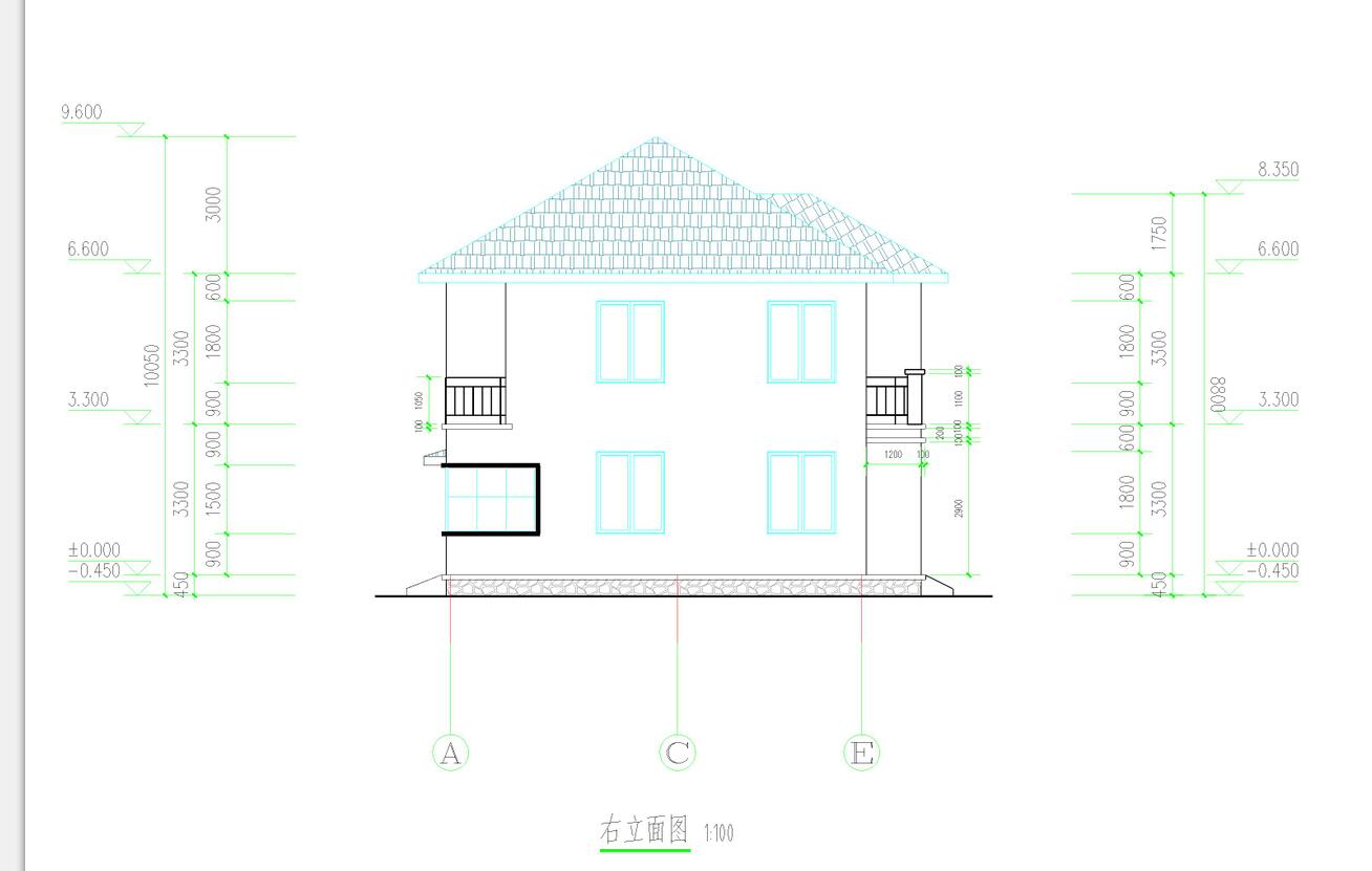 简洁大方二层独栋别墅建筑设计施工图cad施工图下载【ID:165603101】