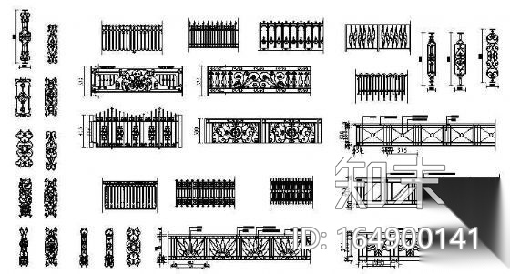 铁艺栏杆图块施工图下载【ID:164900141】