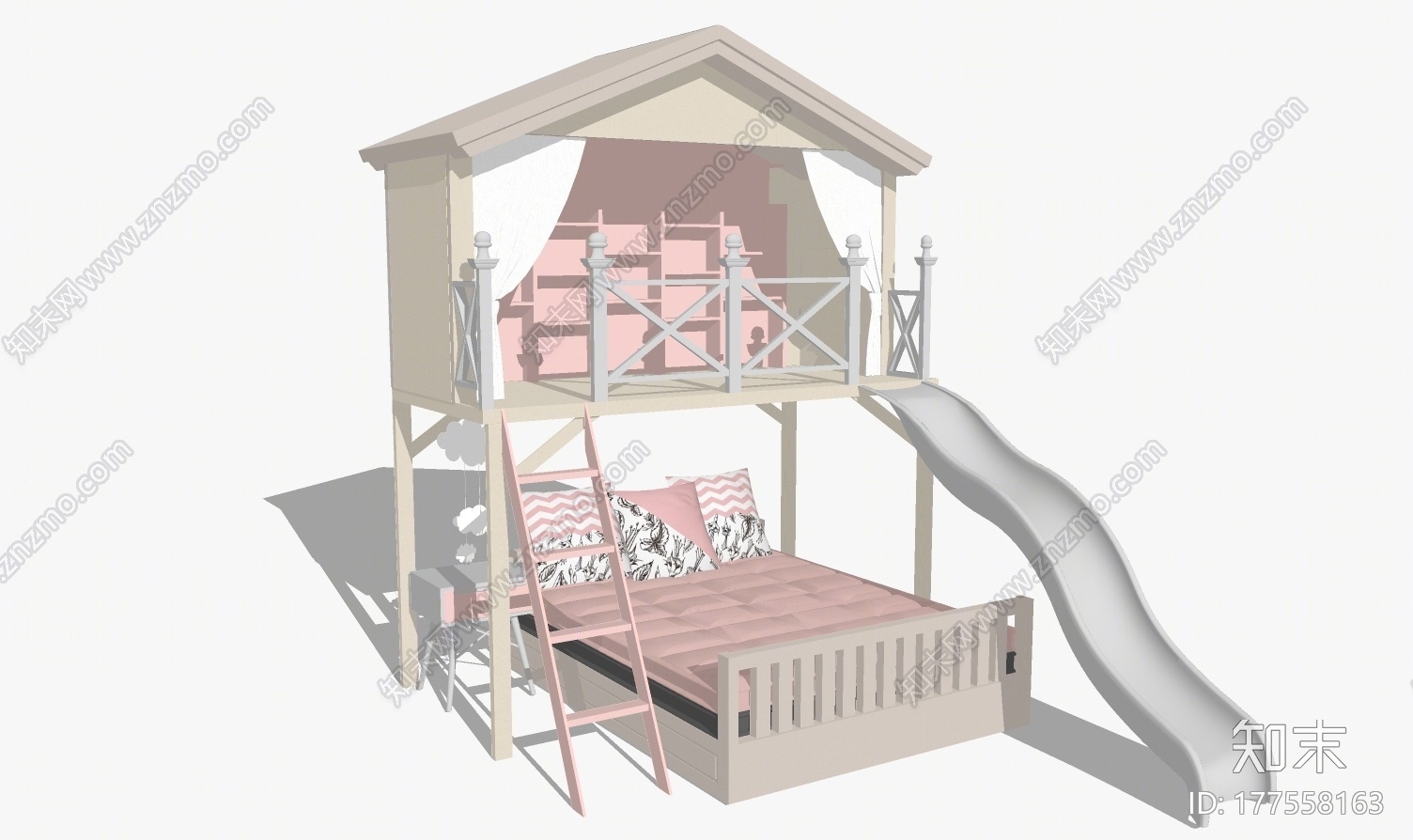 现代儿童床SU模型下载【ID:177558163】