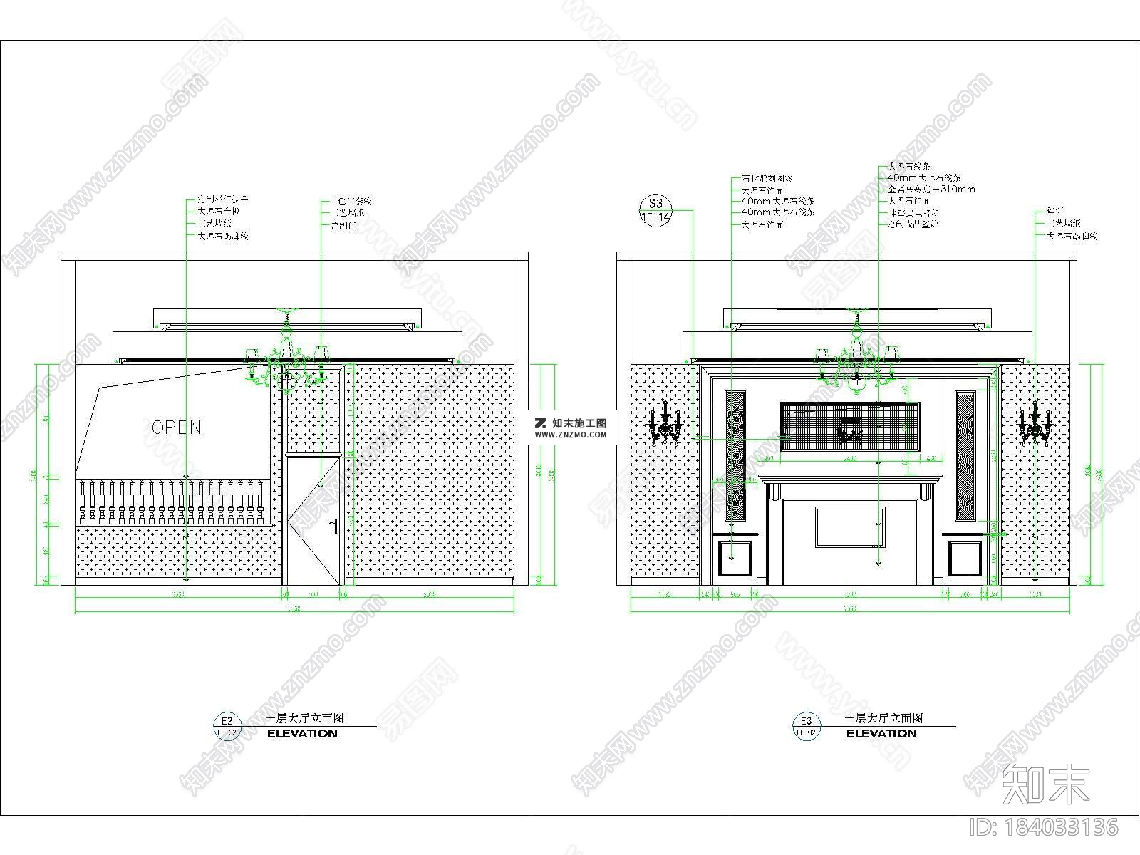 欧式望江府邸别墅CAD施工图全套加高清效果图下载cad施工图下载【ID:184033136】