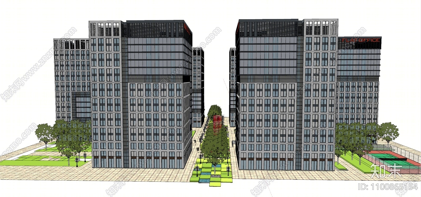 现代产业办公楼SU模型下载【ID:1100865154】