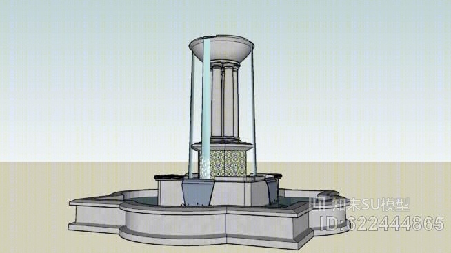 柱上喷泉SU模型下载【ID:622444865】