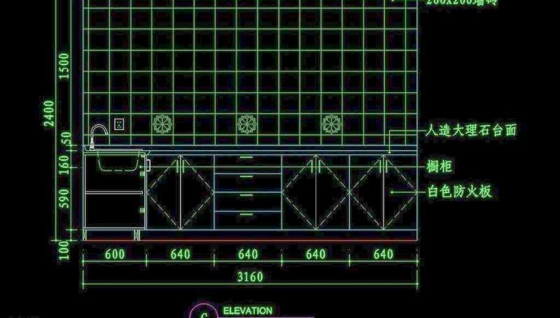 cad设计之厨房图片施工图下载【ID:149629114】