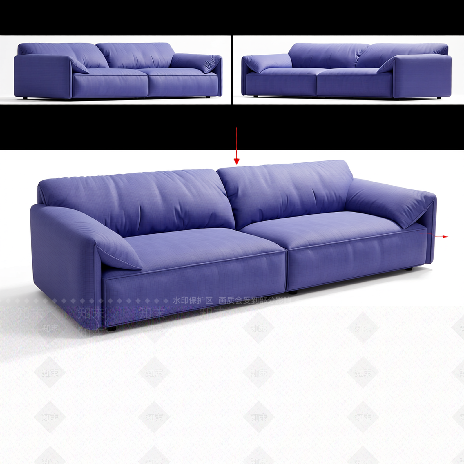 双人软包沙发3D模型下载【ID:1206199500】