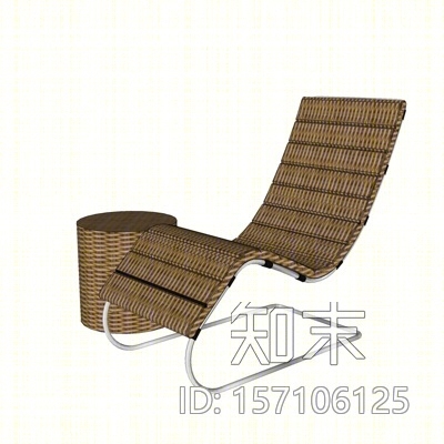 现代藤编躺椅SU模型下载【ID:157106125】