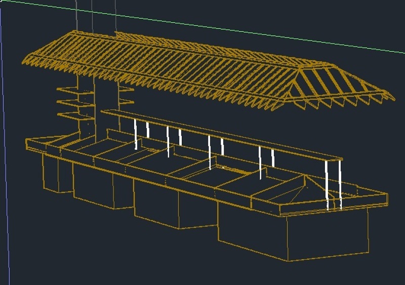 超市生鲜散称干货柜台CAD线框3D模型cad施工图下载【ID:149629122】