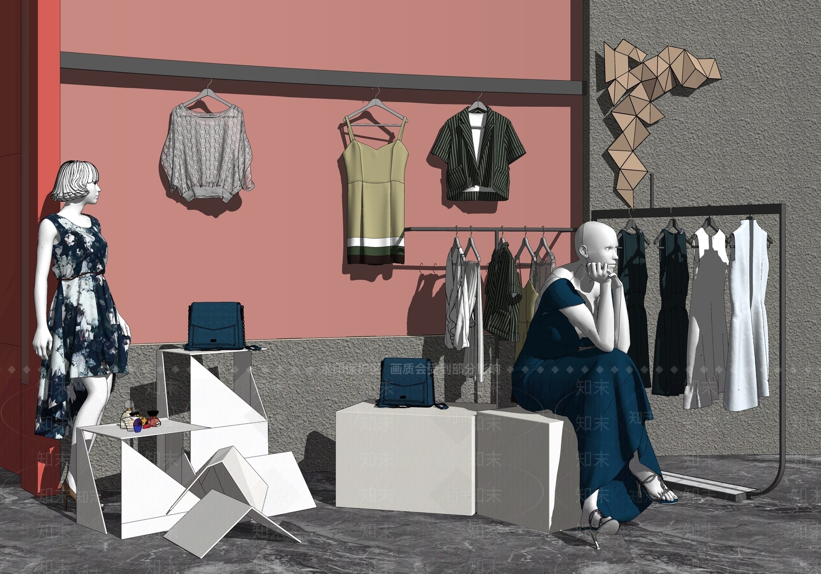 现代服装模特衣架SU模型下载【ID:196621105】