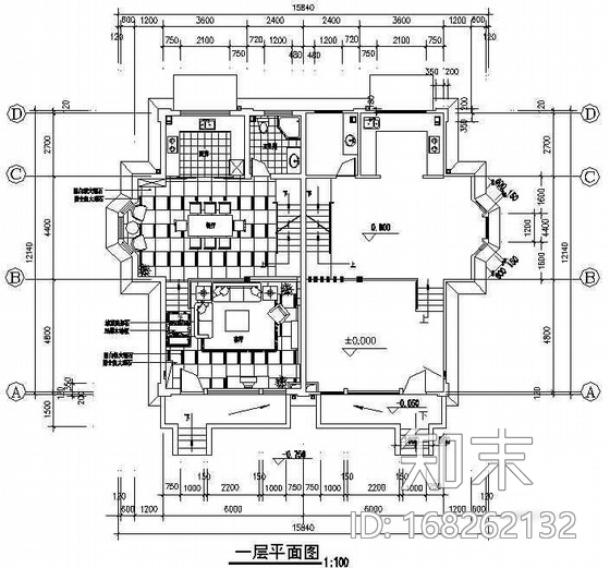 某四层别墅装饰施工图cad施工图下载【ID:168262132】