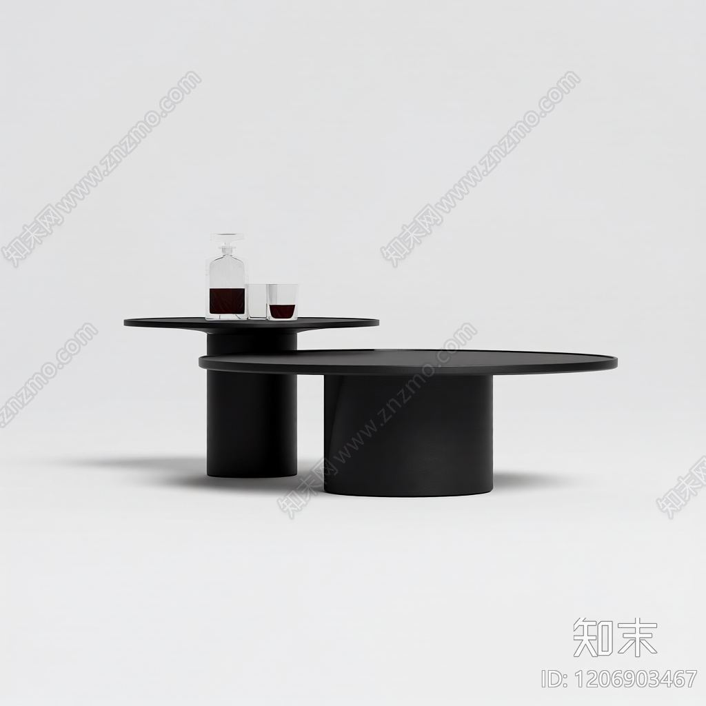 圆形茶几组合3D模型下载【ID:1206903467】