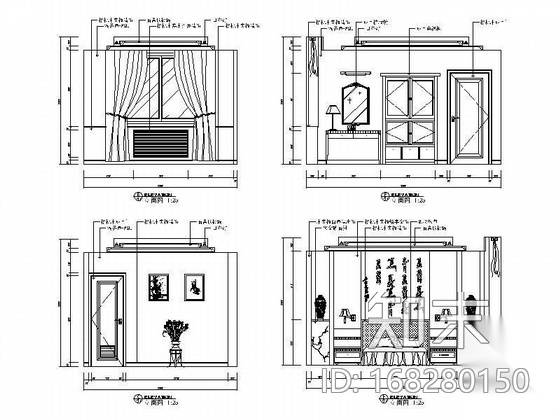 豪华客房室内装修图cad施工图下载【ID:168280150】