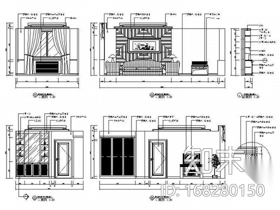 豪华客房室内装修图cad施工图下载【ID:168280150】