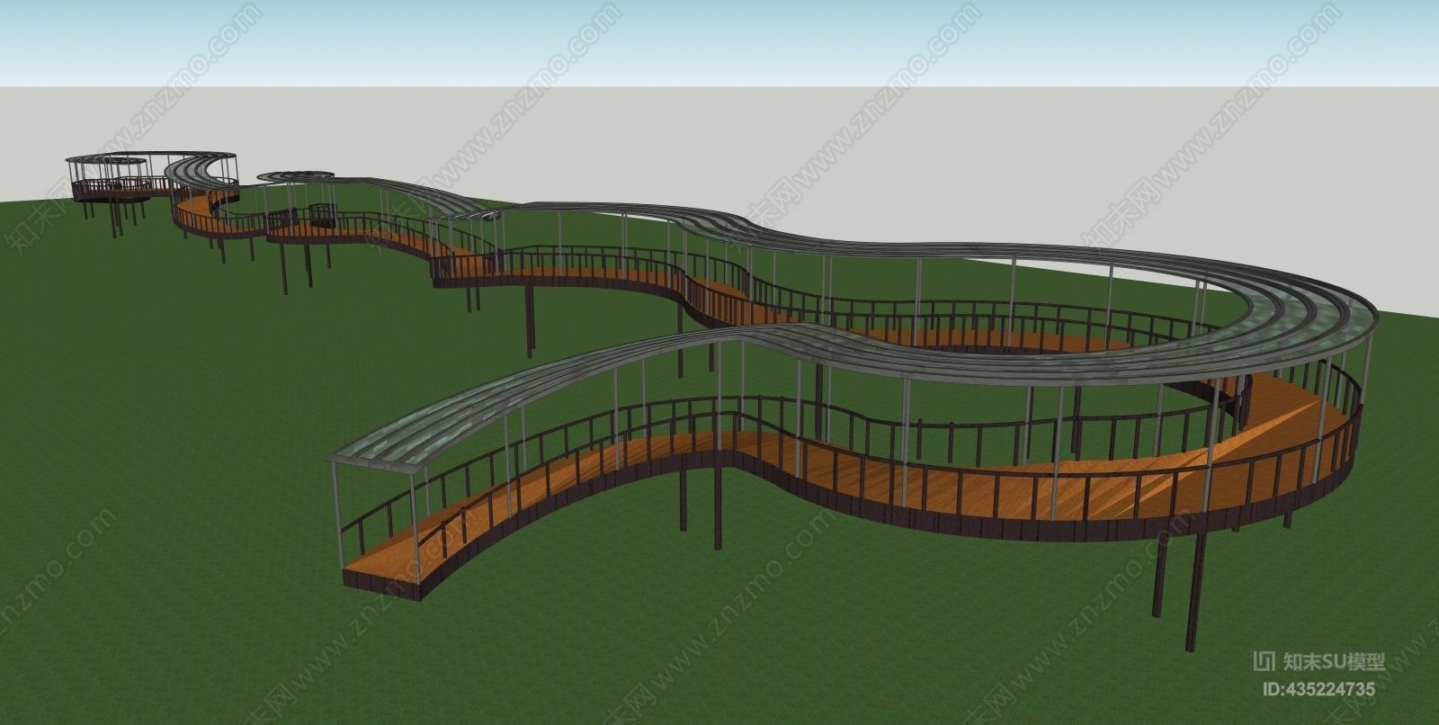 玻璃顶木桥SU模型下载【ID:435224735】