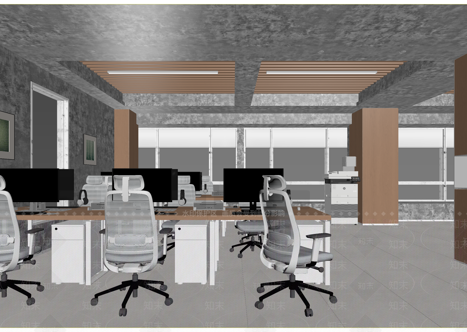 现代办公区3D模型下载【ID:1215085636】