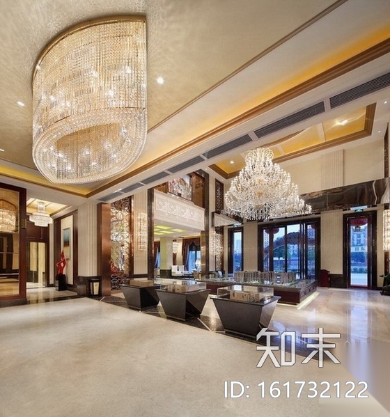 [武汉]奢华国际城售楼部装修图（含效果）cad施工图下载【ID:161732122】