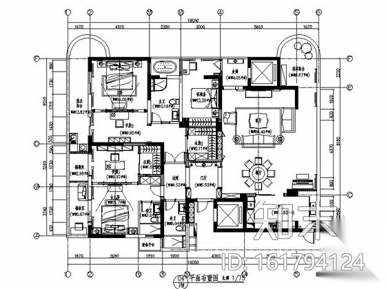 [南京]欧式小两居样板房室内设计CAD施工图施工图下载【ID:161794124】