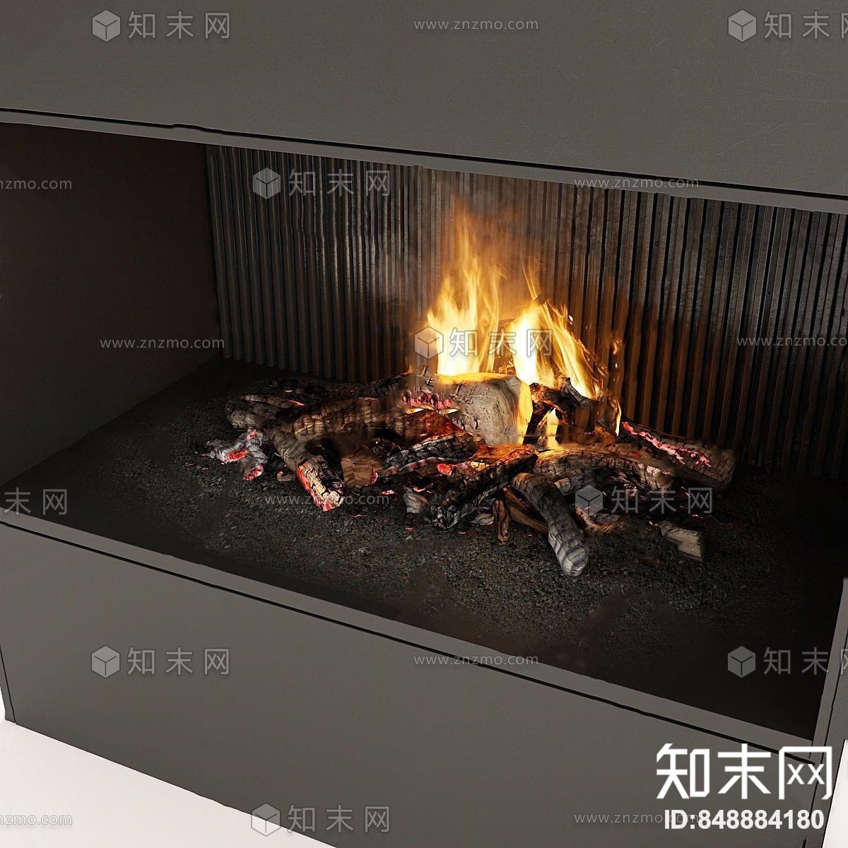 现代柴火壁炉3D模型下载【ID:848884180】