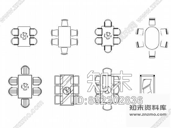 图块/节点现代餐桌CAD图块下载施工图下载【ID:832302836】